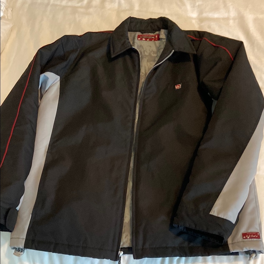 Quiksilver Black and Gray Windbreaker with Red Accents